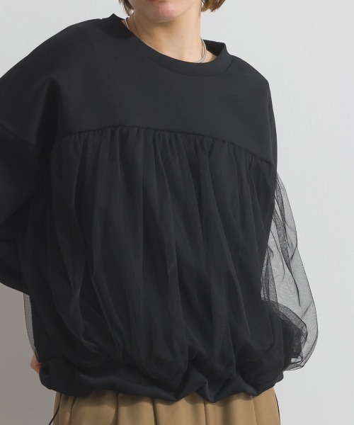 Fizz(フィズ)の「ダンボールチュールワイドプルオーバー(スウェット・レディース・ライトブルー/アイボリー/ブラック・M)」の19枚目の写真