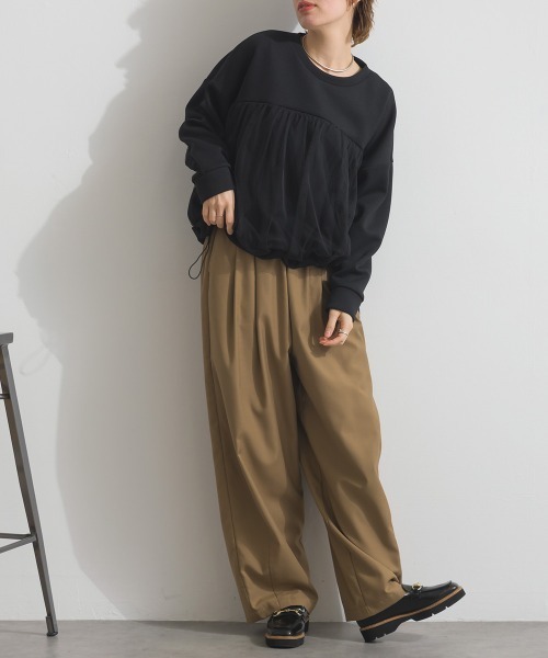 Fizz(フィズ)の「ダンボールチュールワイドプルオーバー(スウェット・レディース・ライトブルー/アイボリー/ブラック・M)」の8枚目の写真