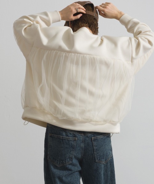 Fizz(フィズ)の「ダンボールチュールワイドプルオーバー(スウェット・レディース・ライトブルー/アイボリー/ブラック・M)」の11枚目の写真