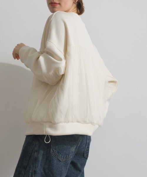 Fizz(フィズ)の「ダンボールチュールワイドプルオーバー(スウェット・レディース・ライトブルー/アイボリー/ブラック・M)」の12枚目の写真