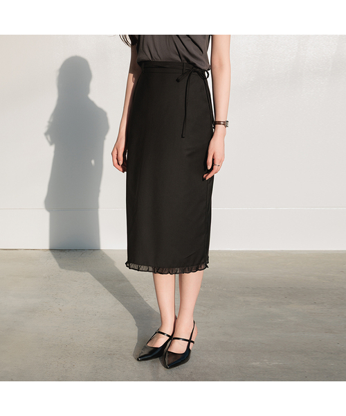 Strap Point Frill Skirt [Black]