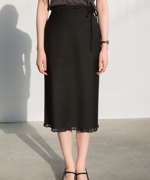 DEHEVE（デヘヴェ）の「Strap Point Frill Skirt [Black]（スカート・レディース・ブラック・SMALL/MEDIUM）」の6枚目の写真