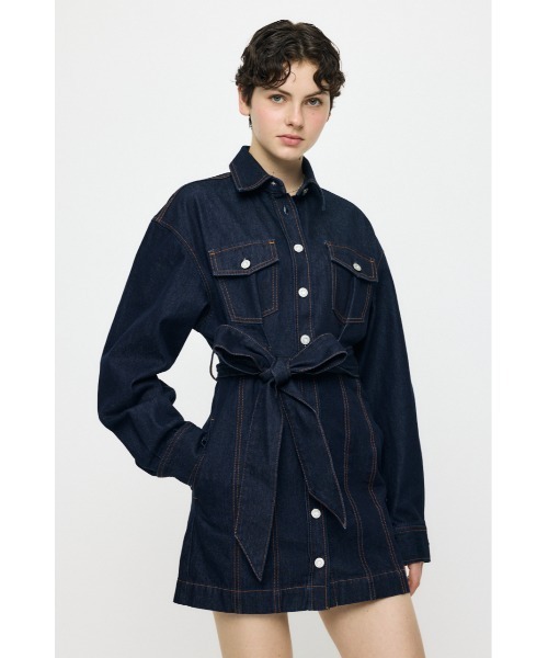 MOUSSY(マウジー)の「BELTED DENIM MINI ドレス(ワンピース・レディース・ブルー/ワンウォッシュ・1/2)」の9枚目の写真