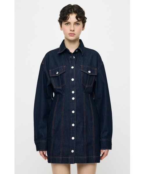 MOUSSY(マウジー)の「BELTED DENIM MINI ドレス(ワンピース・レディース・ブルー/ワンウォッシュ・1/2)」の11枚目の写真