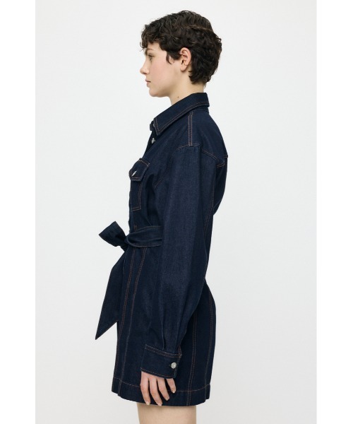 MOUSSY(マウジー)の「BELTED DENIM MINI ドレス(ワンピース・レディース・ブルー/ワンウォッシュ・1/2)」の12枚目の写真