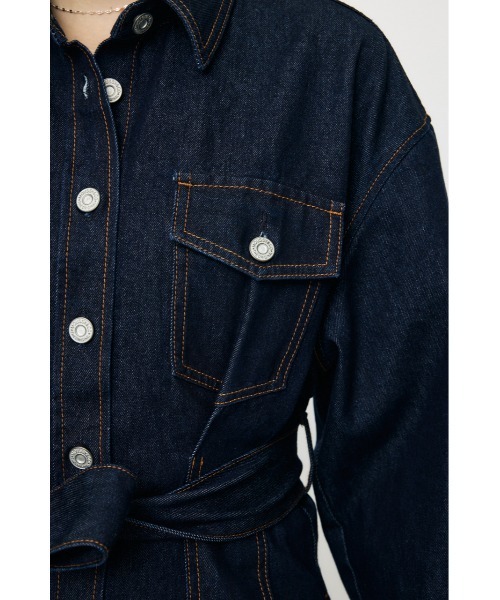 MOUSSY(マウジー)の「BELTED DENIM MINI ドレス(ワンピース・レディース・ブルー/ワンウォッシュ・1/2)」の15枚目の写真