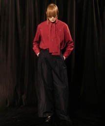 canaco_: Isokichi Asakura × canaco_ PRINTED RIBBON BLOUSE