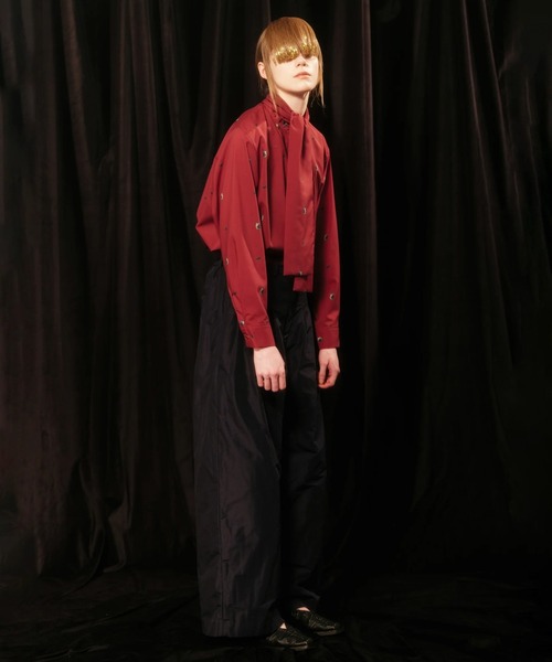 COMMON WARE（コモンウェアー）の「canaco_: Isokichi Asakura × canaco_ PRINTED RIBBON BLOUSE（シャツ/ブラウス・レディース・ブラック/ボルドー・2）」の7枚目の写真