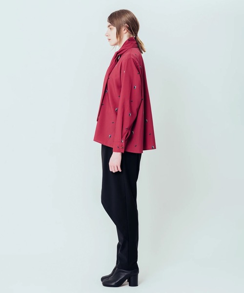 COMMON WARE（コモンウェアー）の「canaco_: Isokichi Asakura × canaco_ PRINTED RIBBON BLOUSE（シャツ/ブラウス・レディース・ブラック/ボルドー・2）」の9枚目の写真