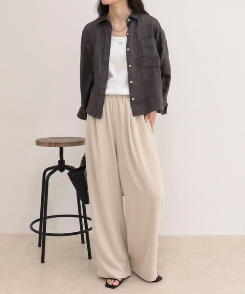 fredy emue(フレディエミュ)の「LINEN100 クロップドシャツ(シャツ/ブラウス・レディース・ブルー系その他/チャコールグレー/ベージュ/ベビーピンク/ベージュ系その他・38)」の6枚目の写真