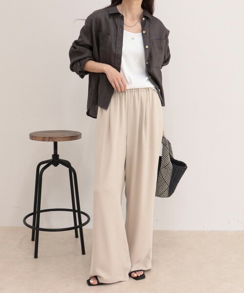 fredy emue(フレディエミュ)の「LINEN100 クロップドシャツ(シャツ/ブラウス・レディース・ブルー系その他/チャコールグレー/ベージュ/ベビーピンク/ベージュ系その他・38)」の9枚目の写真