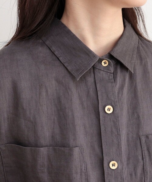 fredy emue(フレディエミュ)の「LINEN100 クロップドシャツ(シャツ/ブラウス・レディース・ブルー系その他/チャコールグレー/ベージュ/ベビーピンク/ベージュ系その他・38)」の19枚目の写真