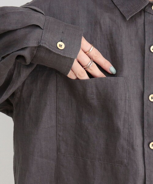 fredy emue(フレディエミュ)の「LINEN100 クロップドシャツ(シャツ/ブラウス・レディース・ブルー系その他/チャコールグレー/ベージュ/ベビーピンク/ベージュ系その他・38)」の21枚目の写真