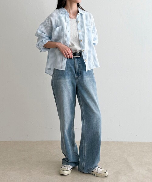 fredy emue（フレディエミュ）の「LINEN100 クロップドシャツ（シャツ/ブラウス・レディース・ブルー系その他/チャコールグレー/ベージュ/ベビーピンク/ベージュ系その他・38）」の18枚目の写真
