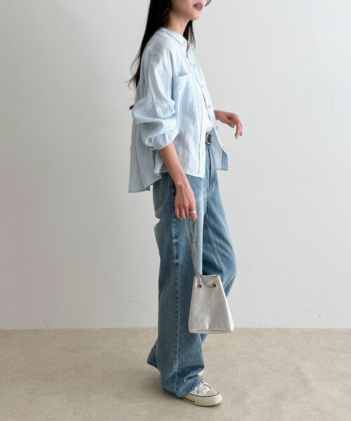 fredy emue（フレディエミュ）の「LINEN100 クロップドシャツ（シャツ/ブラウス・レディース・ブルー系その他/チャコールグレー/ベージュ/ベビーピンク/ベージュ系その他・38）」の19枚目の写真