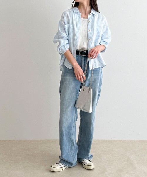 fredy emue（フレディエミュ）の「LINEN100 クロップドシャツ（シャツ/ブラウス・レディース・ブルー系その他/チャコールグレー/ベージュ/ベビーピンク/ベージュ系その他・38）」の21枚目の写真