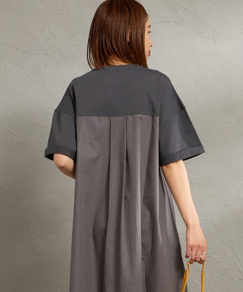 UNIVERSAL OVERALL（ユニバーサルオーバーオール）の「【WEB先行予約】[UNIVERSAL OVERALL/ユニバーサルオーバーオール] 別注 異素材切り替え マキシ丈ワンピース（ワンピース・レディース・グレイッシュベージュ/ブラック/チャコールグレー・F）」の21枚目の写真