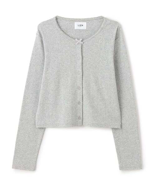 petit main LIEN（プティマインリアン）の「【親子リンク】UV針抜きカットカーディガン（カーディガン/ボレロ・レディース・トップグレー/オフホワイト/カラフル・F）」の2枚目の写真