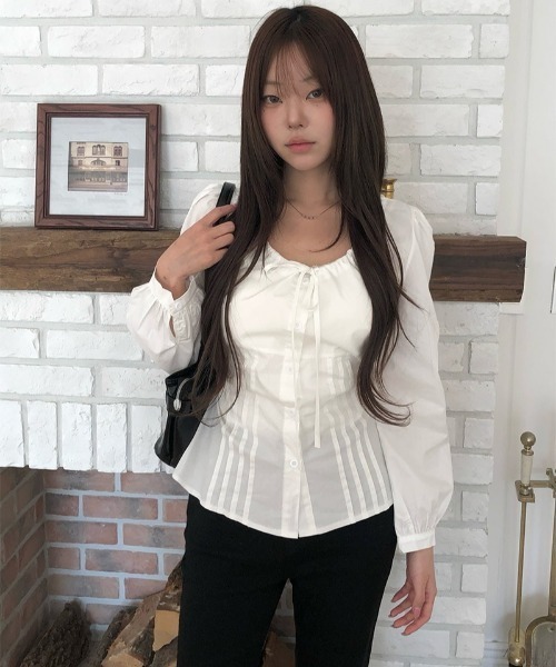anyonemore(エニワンモア)の「バックストラップピンタックパフリボンブラウス(シャツ/ブラウス・レディース・ホワイト・FREE)」の8枚目の写真