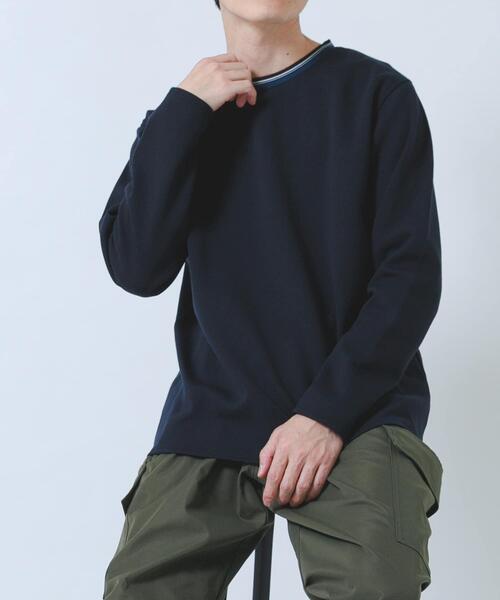 ITEMS URBANRESEARCH（アイテムズ アーバンリサーチ）の「ヘリンボンリブロングスリーブカットソー（Tシャツ/カットソー・メンズ・グレー/ブラック/ホワイト/ネイビー・LARGE/MEDIUM）」の4枚目の写真