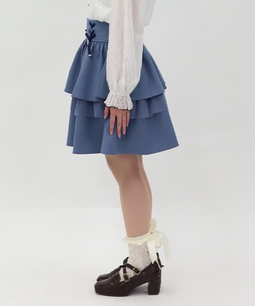axes femme POETIQUE(アクシーズファムポエティック)の「リボン付きティアードスカパン(その他パンツ・レディース・ブラック/ブルー/グレー・MEDIUM)」の5枚目の写真