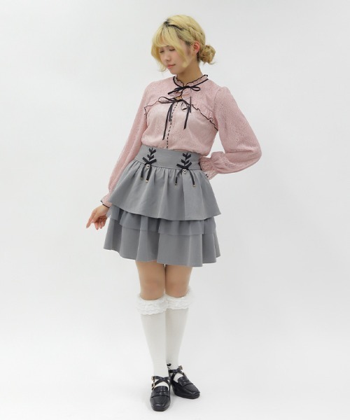axes femme POETIQUE(アクシーズファムポエティック)の「リボン付きティアードスカパン(その他パンツ・レディース・ブラック/ブルー/グレー・MEDIUM)」の14枚目の写真