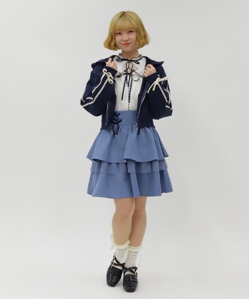 axes femme POETIQUE(アクシーズファムポエティック)の「リボン付きティアードスカパン(その他パンツ・レディース・ブラック/ブルー/グレー・MEDIUM)」の15枚目の写真