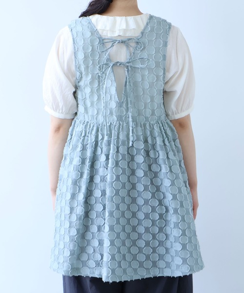 bulle de savon（ビュルデサボン）の「ドロップジャカード tunic ベスト（ベスト・レディース・セージグリーン・FREE）」の20枚目の写真