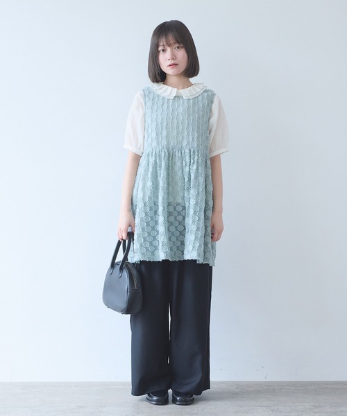 bulle de savon（ビュルデサボン）の「ドロップジャカード tunic ベスト（ベスト・レディース・セージグリーン・FREE）」の11枚目の写真