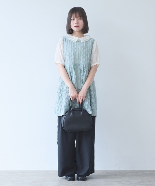 bulle de savon（ビュルデサボン）の「ドロップジャカード tunic ベスト（ベスト・レディース・セージグリーン・FREE）」の15枚目の写真