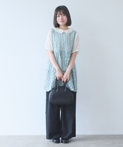 bulle de savon（ビュルデサボン）の「ドロップジャカード tunic ベスト（ベスト・レディース・セージグリーン・FREE）」の16枚目の写真