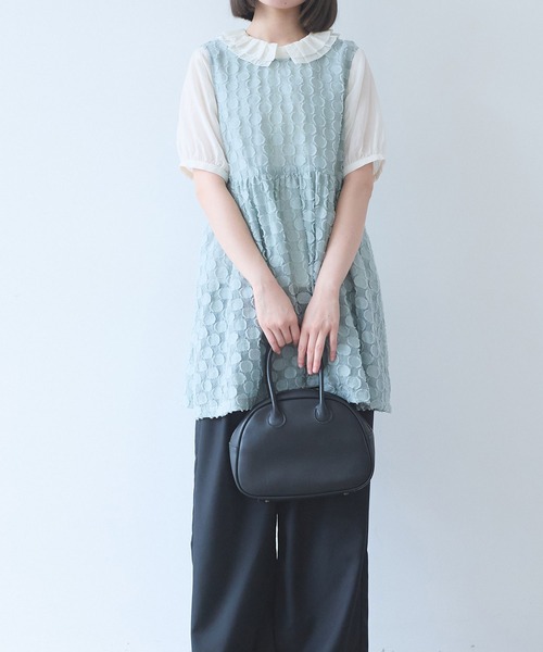 bulle de savon（ビュルデサボン）の「ドロップジャカード tunic ベスト（ベスト・レディース・セージグリーン・FREE）」の14枚目の写真