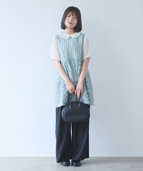 bulle de savon（ビュルデサボン）の「ドロップジャカード tunic ベスト（ベスト・レディース・セージグリーン・FREE）」の17枚目の写真