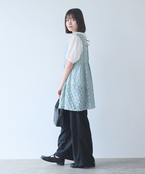bulle de savon（ビュルデサボン）の「ドロップジャカード tunic ベスト（ベスト・レディース・セージグリーン・FREE）」の12枚目の写真
