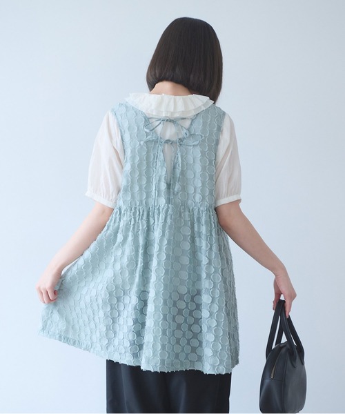 bulle de savon（ビュルデサボン）の「ドロップジャカード tunic ベスト（ベスト・レディース・セージグリーン・FREE）」の2枚目の写真