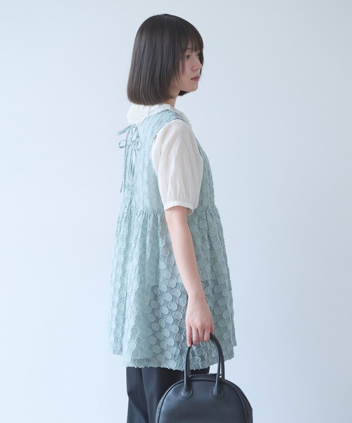 bulle de savon（ビュルデサボン）の「ドロップジャカード tunic ベスト（ベスト・レディース・セージグリーン・FREE）」の9枚目の写真