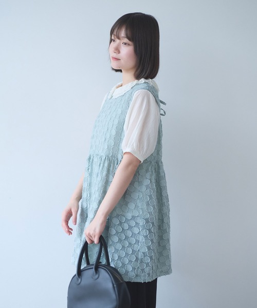 bulle de savon（ビュルデサボン）の「ドロップジャカード tunic ベスト（ベスト・レディース・セージグリーン・FREE）」の8枚目の写真