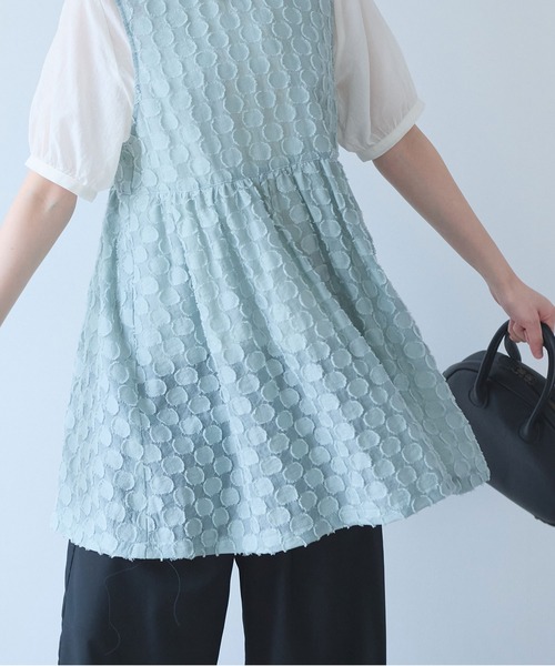 bulle de savon（ビュルデサボン）の「ドロップジャカード tunic ベスト（ベスト・レディース・セージグリーン・FREE）」の4枚目の写真