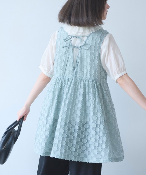 bulle de savon（ビュルデサボン）の「ドロップジャカード tunic ベスト（ベスト・レディース・セージグリーン・FREE）」の5枚目の写真