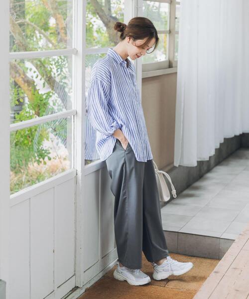 URBAN RESEARCH DOORS（アーバンリサーチドアーズ）の「リネンオーバーシャツ（シャツ/ブラウス・レディース・ストライプ/ピンク/ライトグレー・FREE）」の10枚目の写真