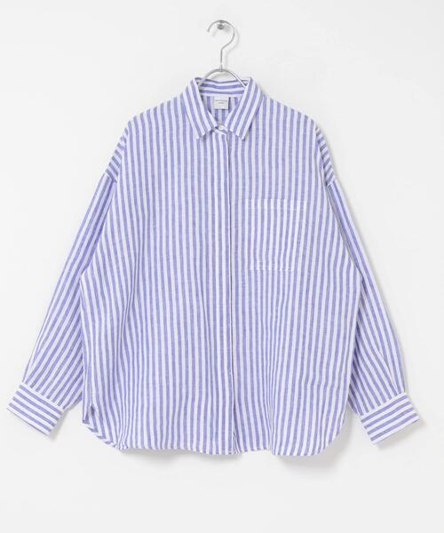 URBAN RESEARCH DOORS（アーバンリサーチドアーズ）の「リネンオーバーシャツ（シャツ/ブラウス・レディース・ストライプ/ピンク/ライトグレー・FREE）」の11枚目の写真