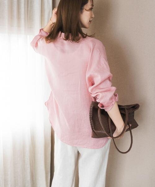 URBAN RESEARCH DOORS（アーバンリサーチドアーズ）の「リネンオーバーシャツ（シャツ/ブラウス・レディース・ストライプ/ピンク/ライトグレー・FREE）」の17枚目の写真