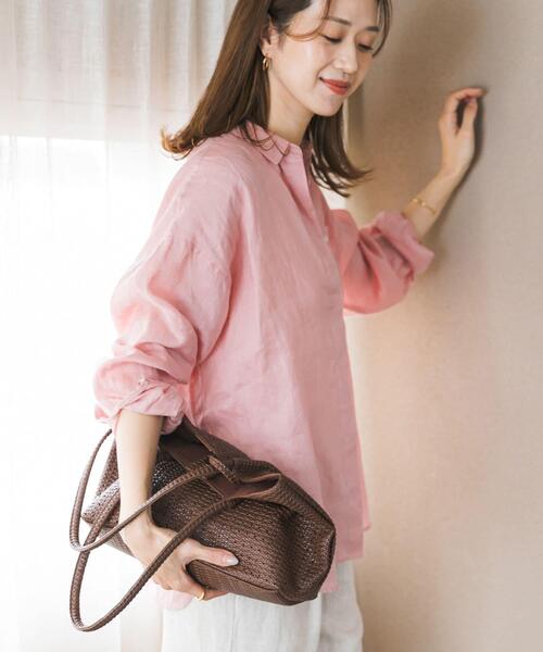 URBAN RESEARCH DOORS（アーバンリサーチドアーズ）の「リネンオーバーシャツ（シャツ/ブラウス・レディース・ストライプ/ピンク/ライトグレー・FREE）」の18枚目の写真