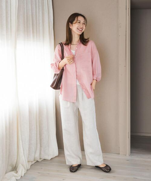 URBAN RESEARCH DOORS（アーバンリサーチドアーズ）の「リネンオーバーシャツ（シャツ/ブラウス・レディース・ストライプ/ピンク/ライトグレー・FREE）」の19枚目の写真