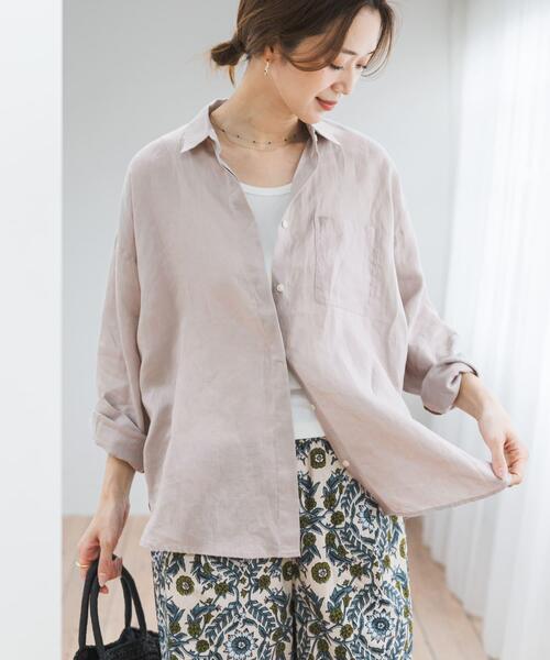 URBAN RESEARCH DOORS（アーバンリサーチドアーズ）の「リネンオーバーシャツ（シャツ/ブラウス・レディース・ストライプ/ピンク/ライトグレー・FREE）」の22枚目の写真