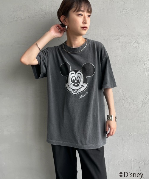 GOOD ROCK SPEED（グッドロックスピード）の「[GOOD ROCK SPEED/グッドロックスピード] 別注 / MICKEY MOUSE / クラックプリントTシャツ / ディズニー（Tシャツ/カットソー・レディース・チャコール・M/XL/L）」の15枚目の写真
