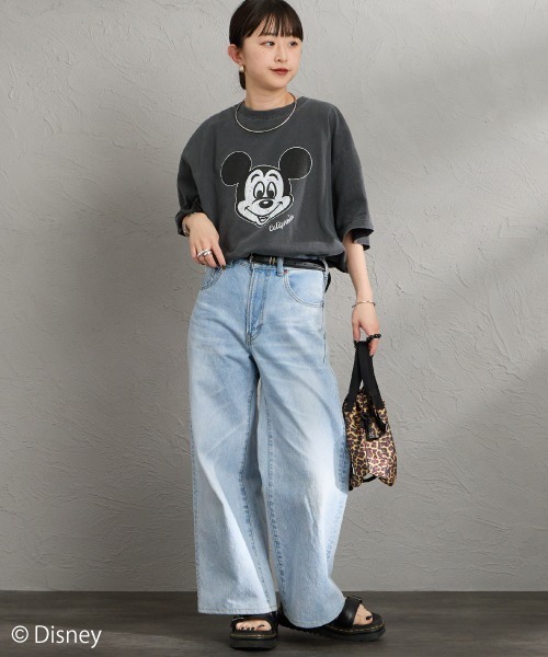 GOOD ROCK SPEED（グッドロックスピード）の「[GOOD ROCK SPEED/グッドロックスピード] 別注 / MICKEY MOUSE / クラックプリントTシャツ / ディズニー（Tシャツ/カットソー・レディース・チャコール・M/XL/L）」の22枚目の写真