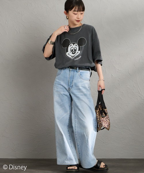 GOOD ROCK SPEED（グッドロックスピード）の「[GOOD ROCK SPEED/グッドロックスピード] 別注 / MICKEY MOUSE / クラックプリントTシャツ / ディズニー（Tシャツ/カットソー・レディース・チャコール・M/XL/L）」の8枚目の写真