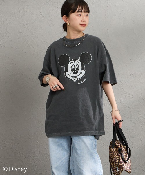 GOOD ROCK SPEED（グッドロックスピード）の「[GOOD ROCK SPEED/グッドロックスピード] 別注 / MICKEY MOUSE / クラックプリントTシャツ / ディズニー（Tシャツ/カットソー・レディース・チャコール・M/XL/L）」の6枚目の写真