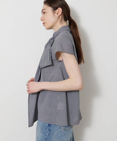 Whim Gazette（ウィムガゼット）の「シアーボウタイブラウス（シャツ/ブラウス・レディース・ブラック/オフホワイト/ブラウン・FREE）」の8枚目の写真